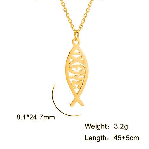 Colliers pendentifs poisson de Jésus Jeshayuan pour femmes hommes Collier IXOYE Charme poisson Ichthys Christ Jésus Fils de Dieu Sauveur Collier