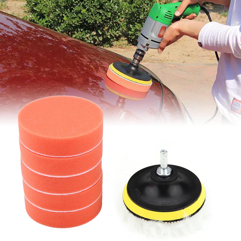 8Pcs 4inch Sponge Buffing Polishing Pad Kit for Car Polisher with Adapter