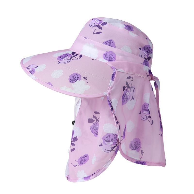 Ladies tea picking hat summer thin mesh breathable mask sun protection sunshade bucket hat hat for farm work