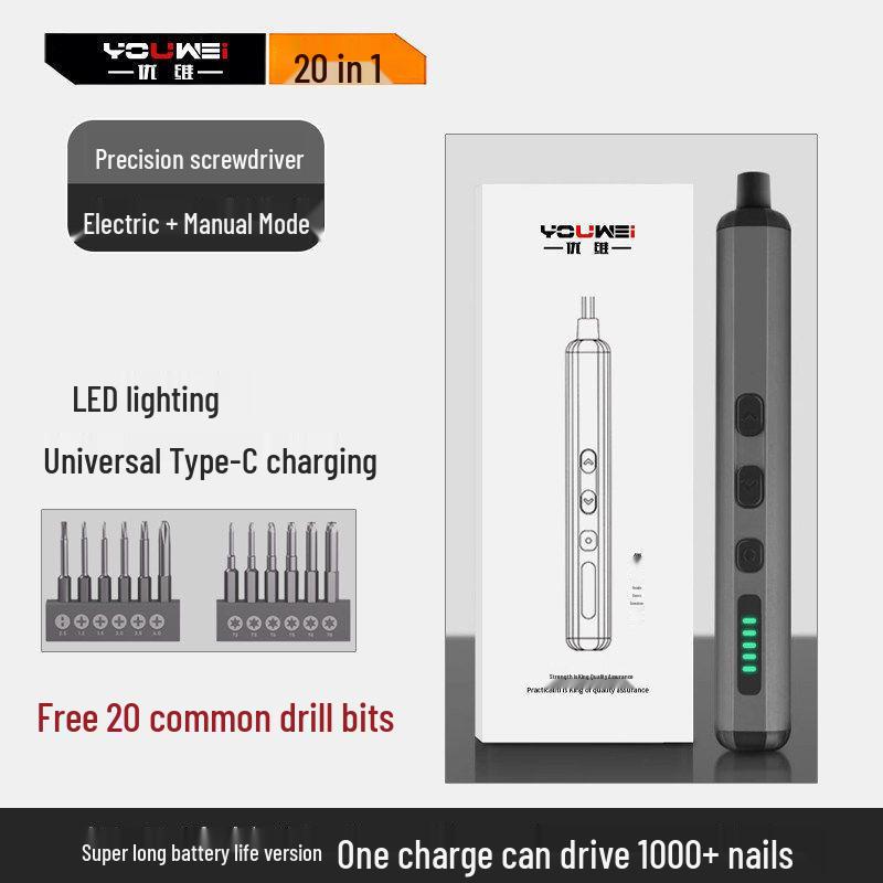 

Youwei Precision Electric Screwdriver with Light, Strong Magnetic Bit, and Forward/Reverse Rotation for Mobile Phone Repair