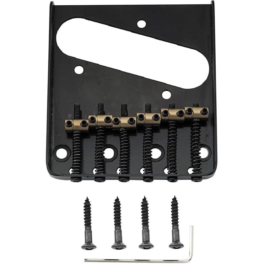 Musiclily Pro 54mm 6-Saddle Vintage Tele Bridge with Barrel Brass 6-Saddle for Squier and Import Tele Style Electric Guitar, Chrome