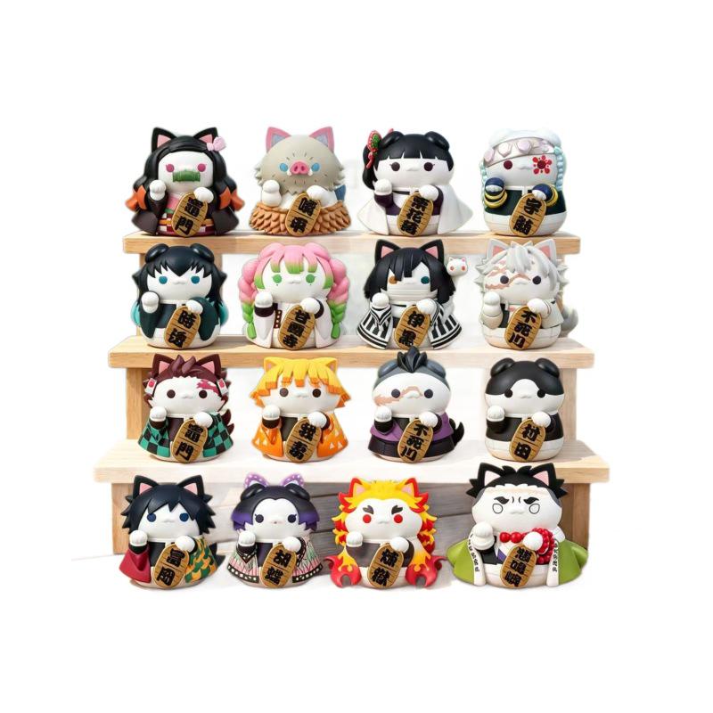 Demon Slayer Lucky Cat Ornaments: Nezuko, Zenitsu, Tanjiro & The Hashira Figurines - Set of 8 Styles