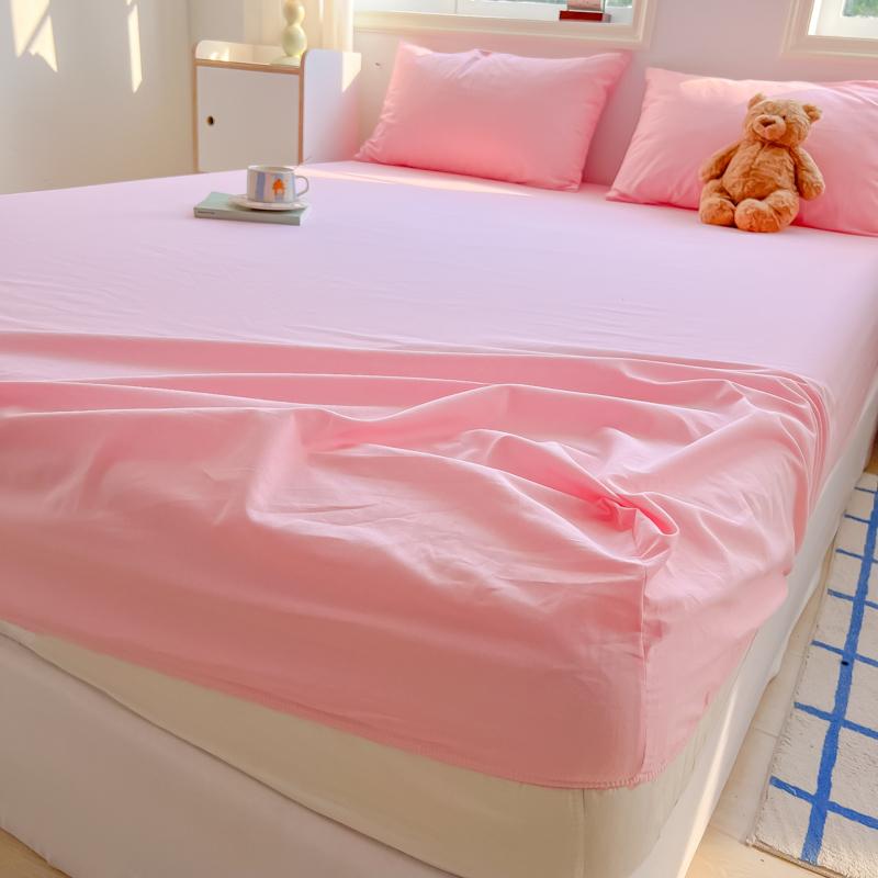 2024 New A-class Solid Color Good Quality Grid Washed Cotton Bed Sheet, Single Piece Fully Enclosed Non Slip Bed Sheet, Bed