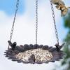 Metal Bird Feeder Large Capacity Iron Food Tray Hangable Outdoor Bird Feeder Tray For Garden Patio Porch Balcony Tree Window