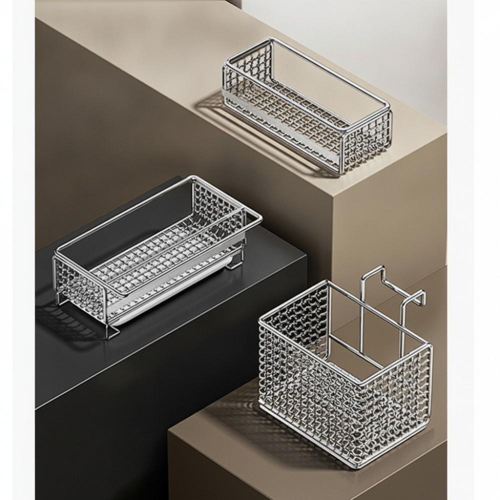 Space Saving Sink Drain Basket Wall Mounted Sponge Hanging Rack Kitchen Storage Holder Bathroom