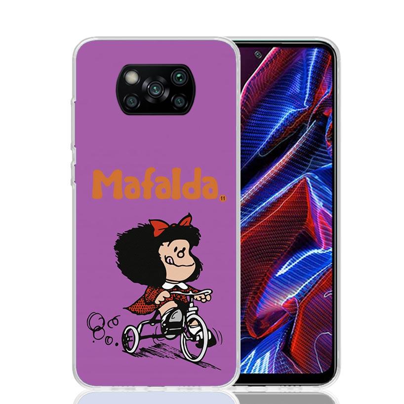 Mafalda Cartoon Case Phone Cover for Xiaomi Redmi Note 10 9 9S 8 8T 7 5 Pro Mi 12T 11T 10T 9T 12 11 Lite A3 A2 Trend Fundas Mi 1
