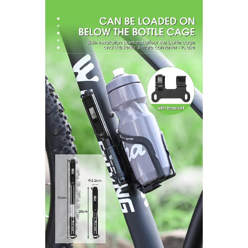 WEST BIKING Portable Bike Pump High Pressure Digital Gauge Hose MTB Road Bicycle Pump Schrader Presta Valve Cycling Hand Pump
