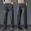 Herren Jeans Übergröße Grau Hohe Taille Lockerer Schnitt