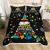 Vánoční povlak na přikrývku Santa Claus Ložní souprava Vánoční Šťastný Nový Rok Dekor Přikrývka Mikrovlákno Přehoz na postel Královská velikost