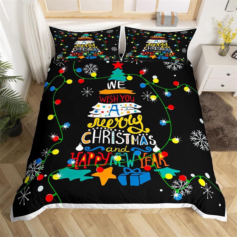 Vánoční povlak na přikrývku Santa Claus Ložní souprava Vánoční Šťastný Nový Rok Dekor Přikrývka Mikrovlákno Přehoz na postel Královská velikost