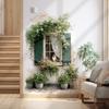 Faux Window with Potted Plants Flowers Wall Sticker Removable Self-Adhesive for Living Room Bedroom Background Wall Decor Art