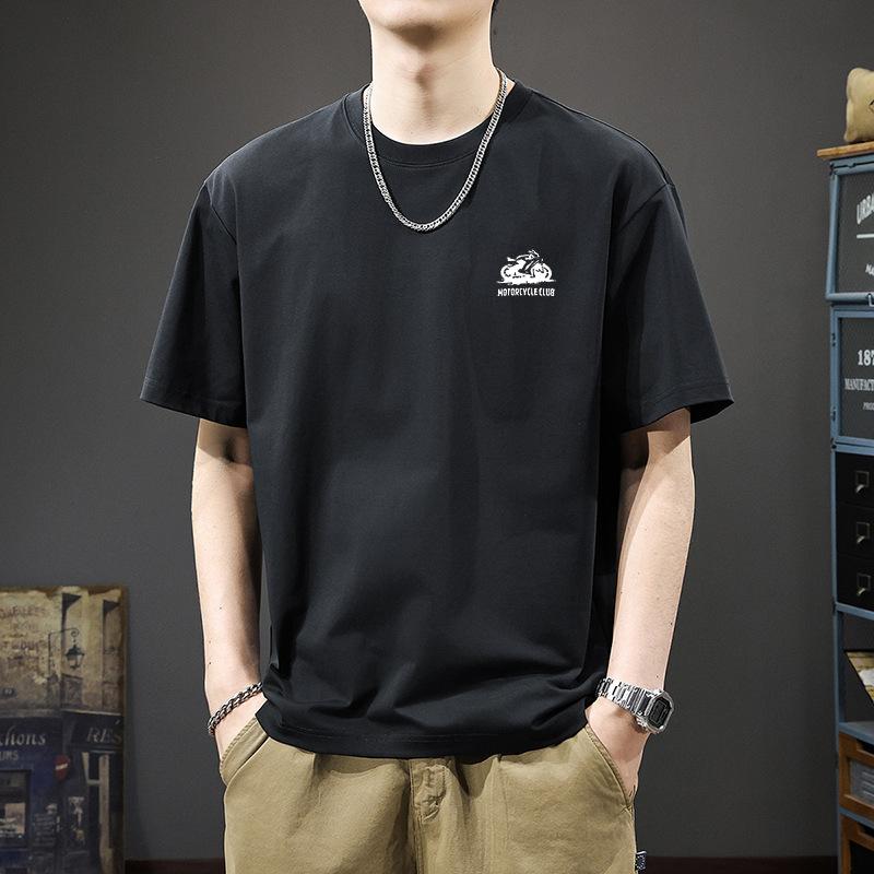 Short Sleeved Pure Cotton Men's Summer T-shirt Trendy Brand Letter Five Quarter Sleeve T-shirt Loose Oversized Summer