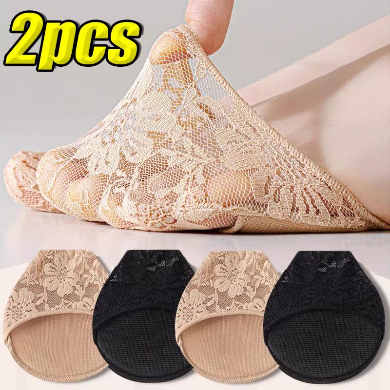 Women's Non-Slip Lace Forefoot Pads Women's Pain Relief Silicone Forefoot Socks Anti-Abrasion Breathable High Heels Half Insoles