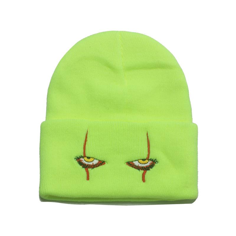 

Пеннивайз страшные глаза страшные глаза клоуна вязаная шапка термопуловер хип-хоп шапка шерстяная шапка M（56-58cm） неоновый жёлтый