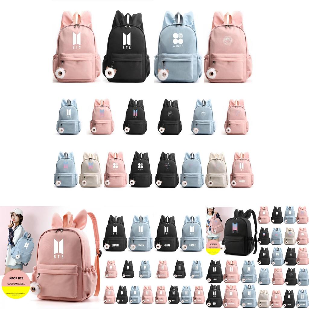 Bunny Kpop Bts Rabbit Ears Backpack Girls School Bags V With Piggy Pendant Plush