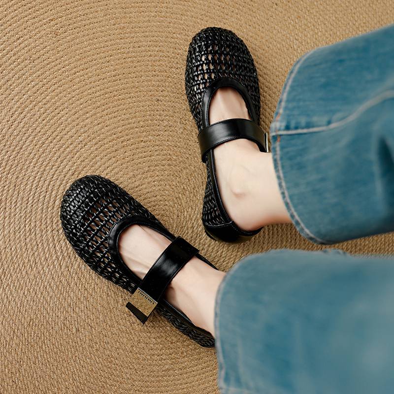 

Krazing Pot Микрофибра Плетение Летний Размер 41 Низкий Каблук Обувь Женская Квадратный Носок Металлическая Пряжка Гладиатор Полый Плоский 37 чёрный