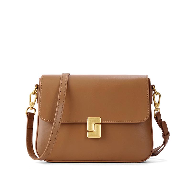 Women's Genuine Leather Small Square Bag 2026 New Fashion Minimalist Solid Color Crossbody Shoulder Purse