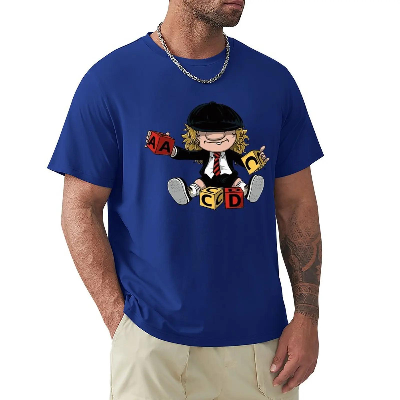 The best product for you AC_DC Angus Young Hardrock Muziek Band Fan Heren T-shirts Cartoon Grafische T-shirts Coole Kleding met Korte Mouwen Streetwear T-shirts S