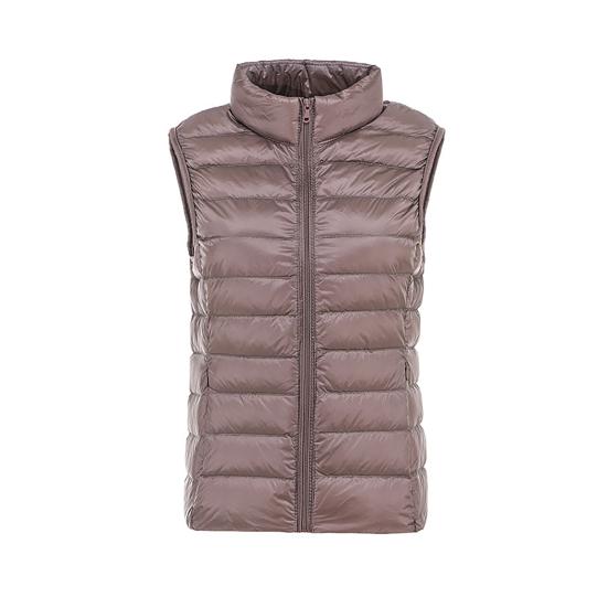 Women Down Vest Fluffy Filling Solid Color Stand Collar Sleeveless Waistcoat for Daily Wear