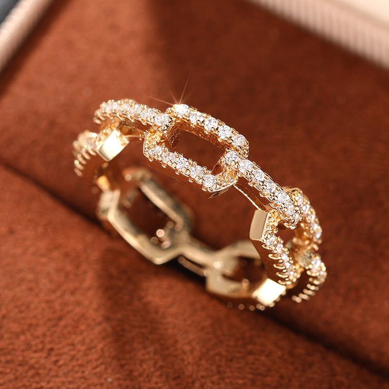 925 Sterling Silber Cuban Link Kette Ringe für Damen Buling Mikro Pavé Zirkonia Fingerring Verlobungsschmuck