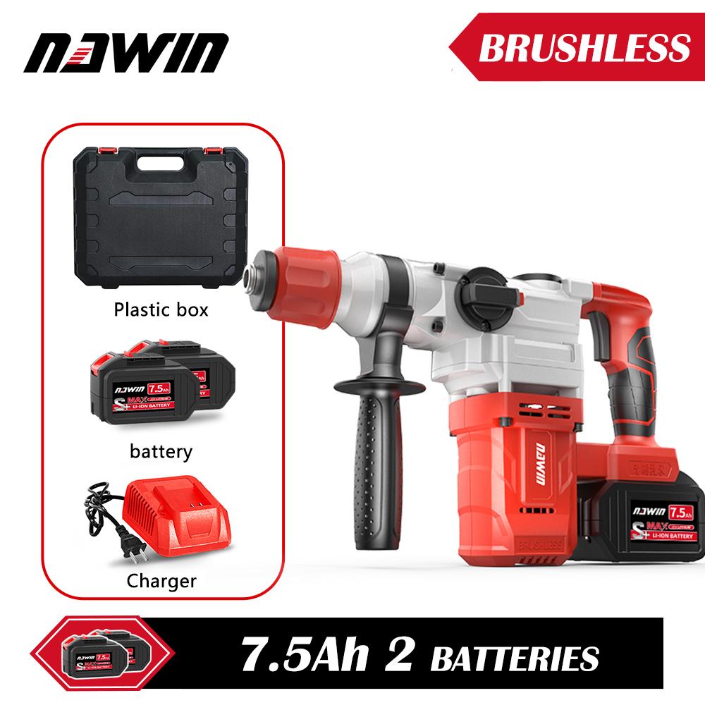 NAWIN Rotary Hammer High Power Heavy Impact Electric Hammer Concrete Breaker 21V Brushless Electric Hammer Power Tool