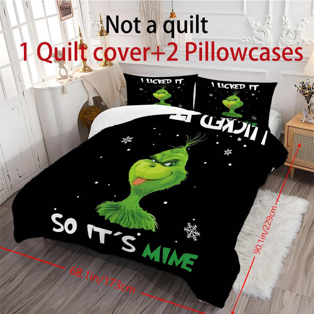 Duvet Cover Printed With Christmas Decoration Super Soft Brushed Microfiber Double Bed Comfortable Set With Zipper Closure And 2 Pillowcases