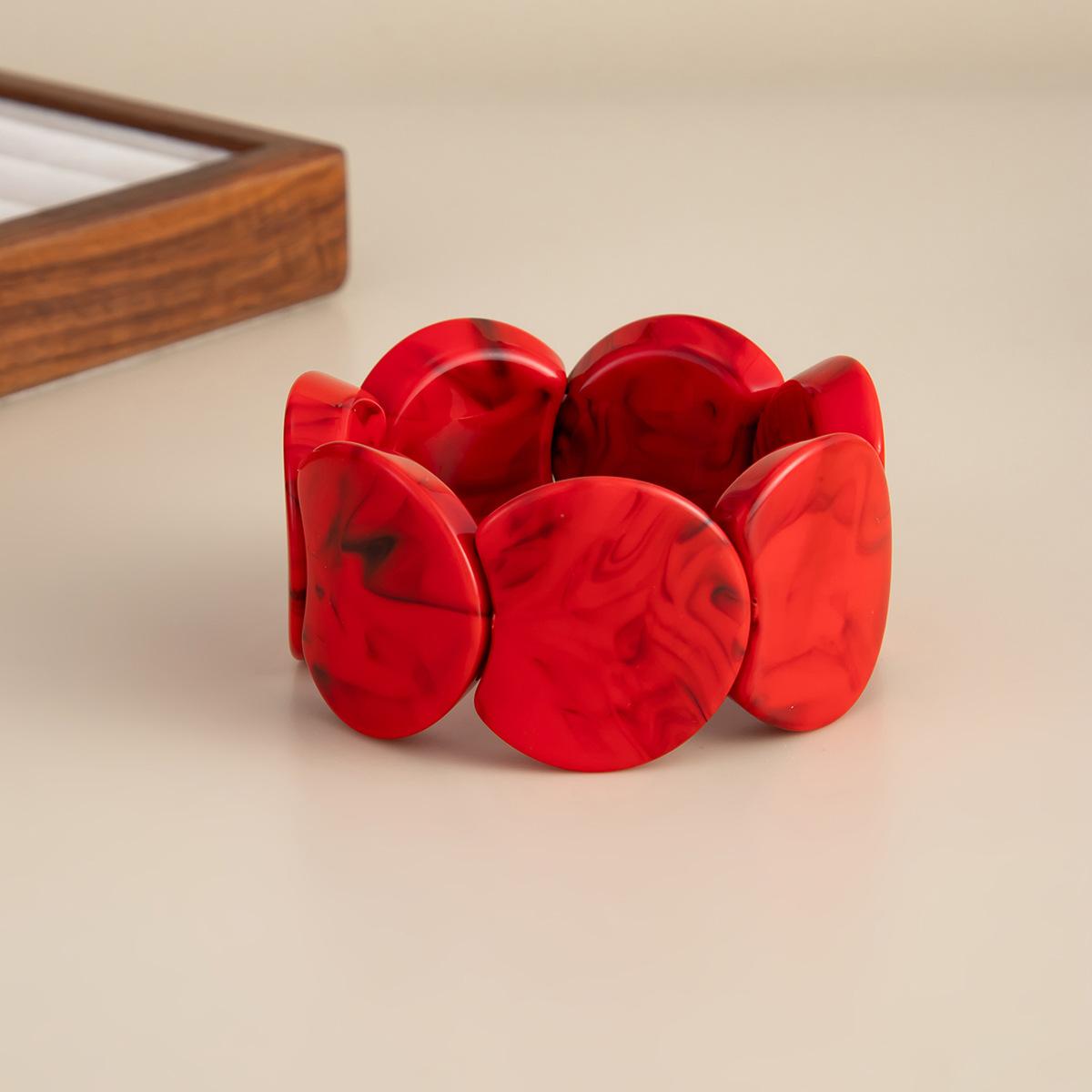 

Exaggerated Wind Smudged Resin Circular Arc Splicing Bracelet, Fashionable Geometric Acrylic Bracelet For Women
