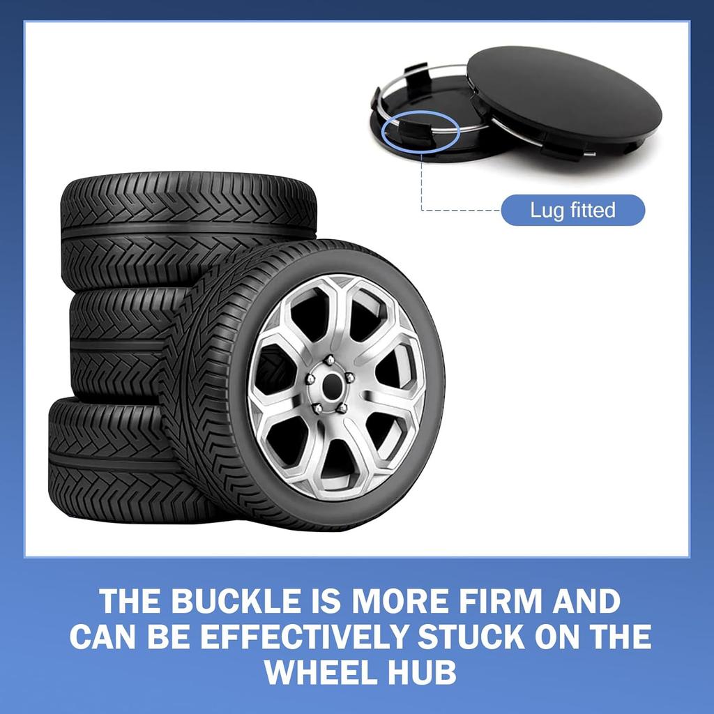 4 PCS Car Wheel Center Caps, 60MM/2.36In OD 56MM/2.2In ID, ABS Snap-in Vehicle Rim Hub Caps, Anti-Falling Rust-Proof Wheel Hub Decoration, Universal