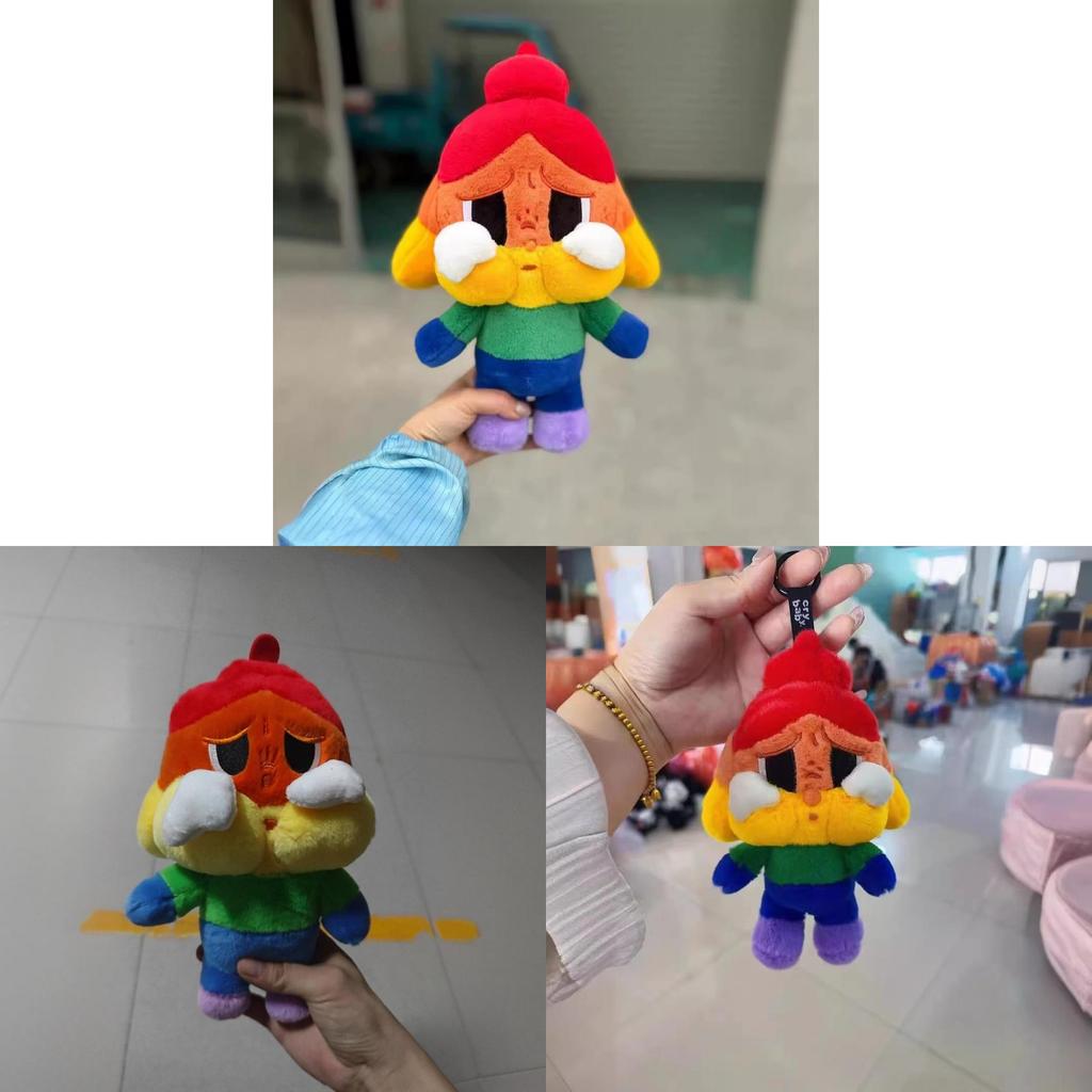 Crybaby Cheer Up Baby Series Rainbow Plush Keychain Soft Short Fur Animal Charm For Kids