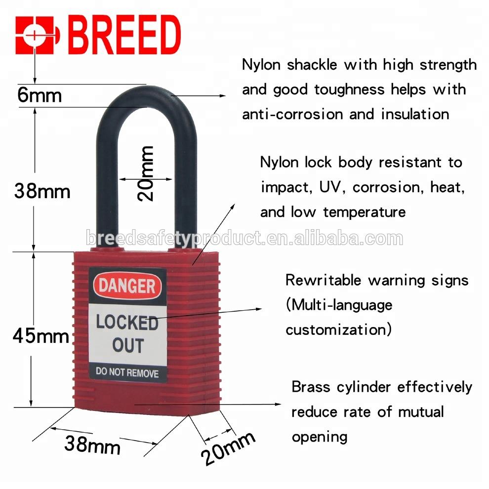 BREED Factory Supply Nylon Shackle G11 Safety Padlock KA