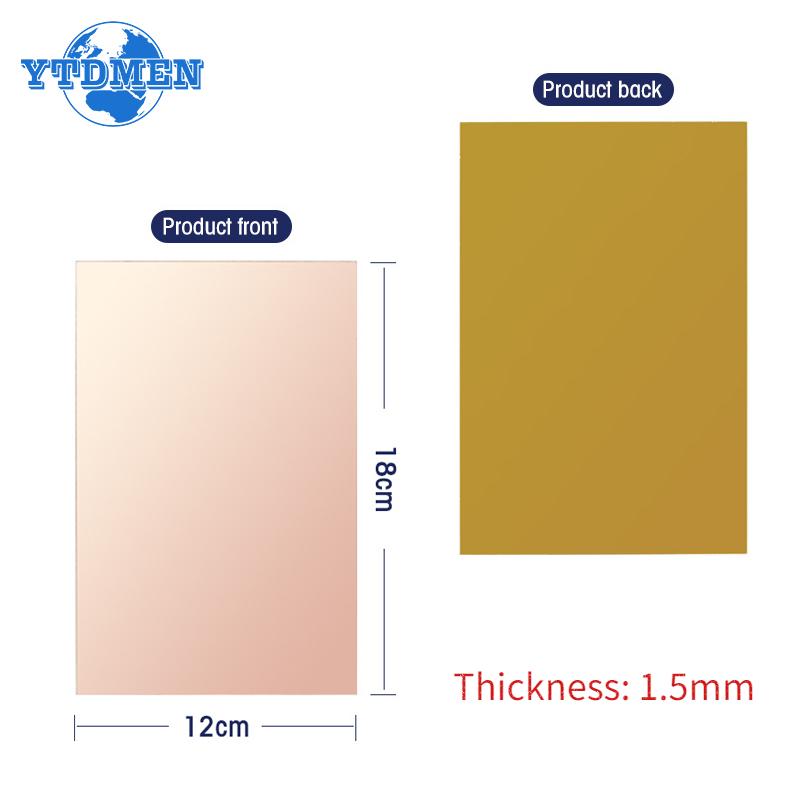 

1/2PCS 12x18cm FR4 Copper Clad Plate Single Sided PCB Laminate Circuit Board, for Arduino 1PCS
