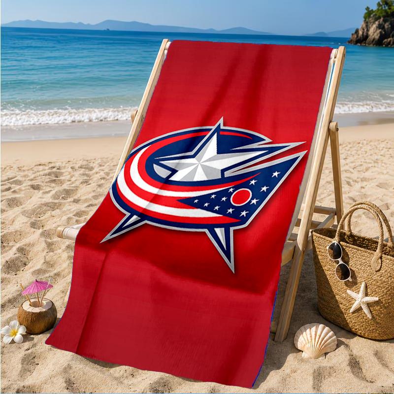 Columbus Blue Jackets Heart Beach Towel, Super Soft Microfiber, Perfect Gift for Her/Him, Birthday, for Pool, Beach, Travel, Decor Beach Party