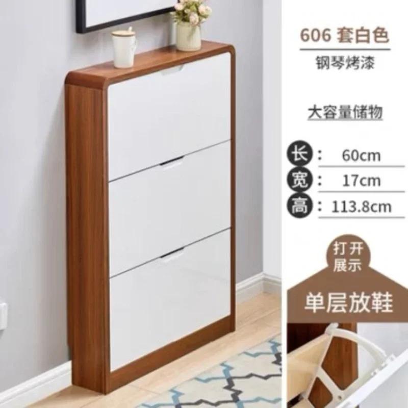 

Вместительный сверхтонкий шкаф для обуви, прихожая для общежития, шкаф для хранения обуви из массива дерева, светлый роскошный дом