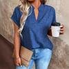 Solid Color Notched V-neck Bat Sleeve Blouse Shirt