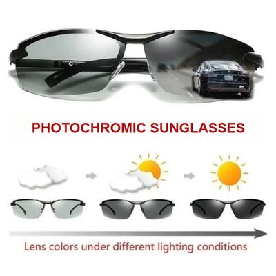 Polarized Photochromic Sunglasses for Man Aluminum Magnesium Frame Top Lens Driving Day and Night Vision Goggles Sun Glasses
