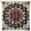Mandala Shower Curtain Boho Bathroom Decor Vintage Floral Tapestry Pattern Curtain Hippie Indian Aesthetic Blue Orange Beige
