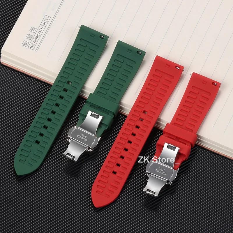 Quick Relase Silicone Rubber Watch Strap 18mm 19mm 20mm 22mm 24mm Sports Watchband Butterfly Clasp Watch Strap Black Brown Red