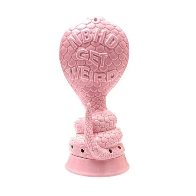 

Creative Cobra Ceramic Incense Burner Household Snake Sculpture Indoor Ornaments Vintage Living Room Incense Seat Home Decor рожевий