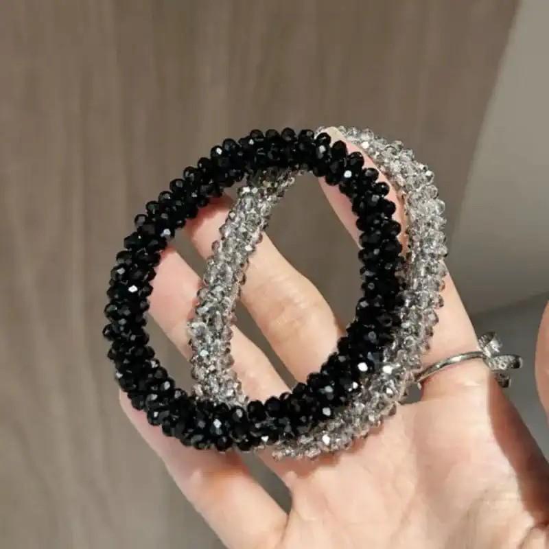 Anello per Capelli con Diamanti Completi di Alta Qualità per Donna Corda per Capelli Versatile ad Alta Elasticità Accessori per Capelli per Coda di Cavallo Alta