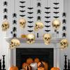 8pcs Funny Skull Hanging Banner Black Halloween Party Decorations  Holiday Decor