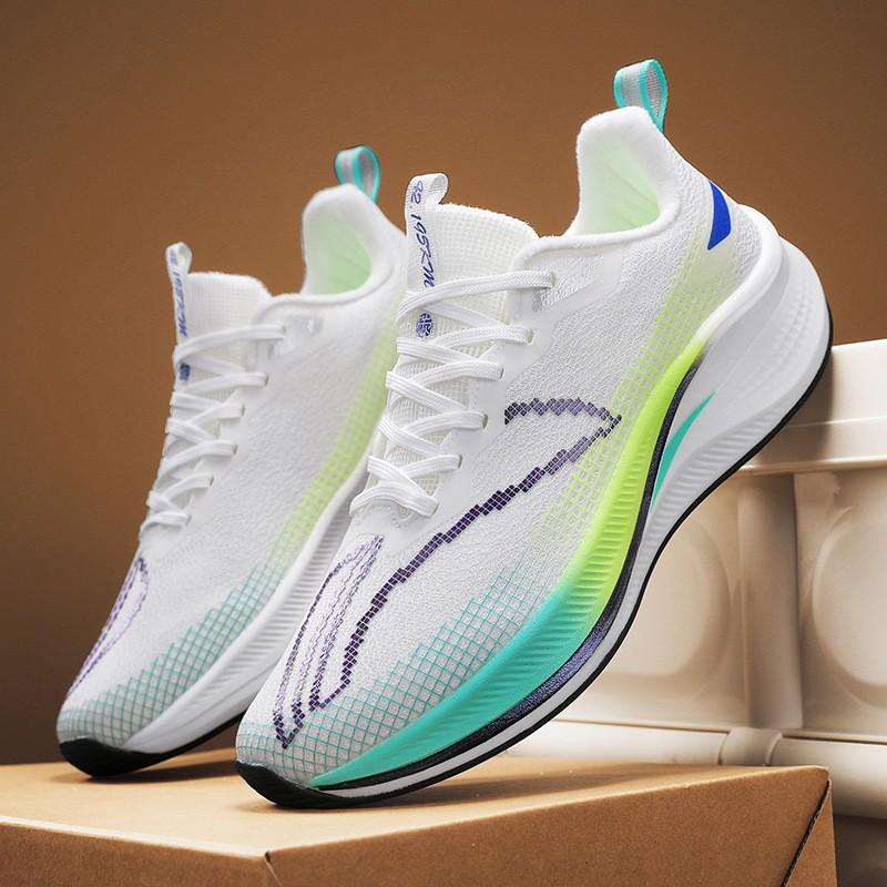 Lightweight Running Shoes Men Women Breathable Mesh Upper Carbon Plate Anti-Slip Sole Flexible Durable Road Track