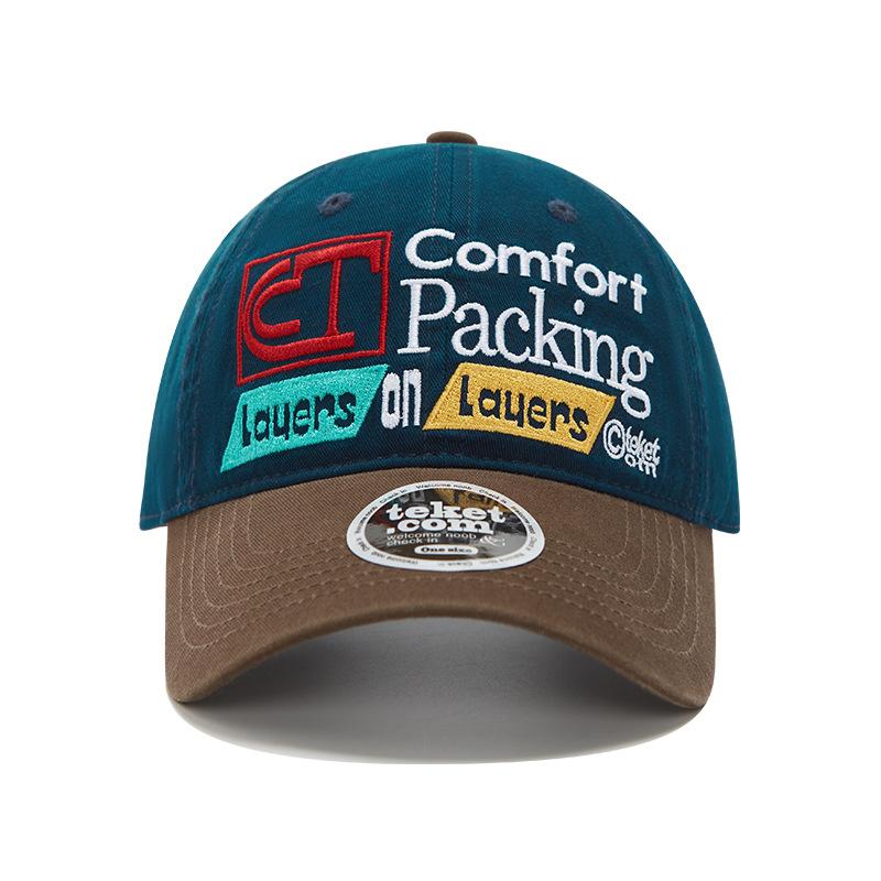 Retro Letter Embroidered Baseball Cap Women's Spring New Wide Brim Big Face Show Face Small Peaked Cap
