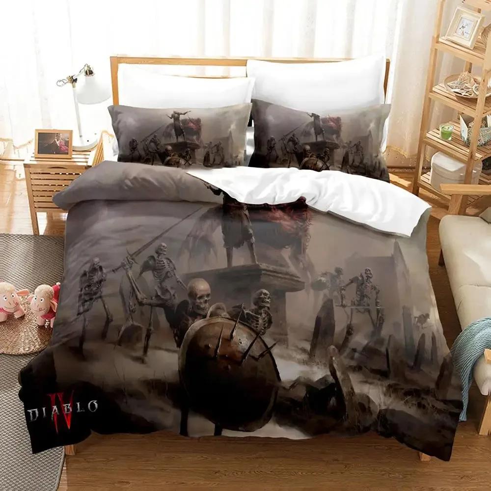 Nowa pościel Diablo IV Rozmiar Pojedynczy Twin Pełny Queen King Rozmiar Pokrowiec na łóżko Anime Dla Dorosłych Chłopców Wystrój Sypialni Rozmiar King, Rozmiar Queen