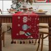 ZISIZ Snowflake Lantern Red Tassel Table Runner