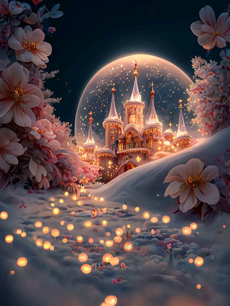 

Новое поступление 5D DIY полная алмазная живопись светящийся замок лунный цветок Алмазная вышивка крестиком комплект горный хрусталь домашний декор Full Round 20x30CM