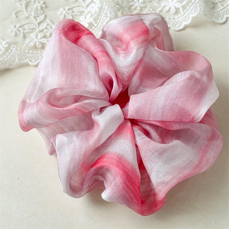

Summer New Style Tie-dye Chiffon Large Braided Hair Band for Women - High-end, Large-sized Hair Tie for Braiding Hair розовый