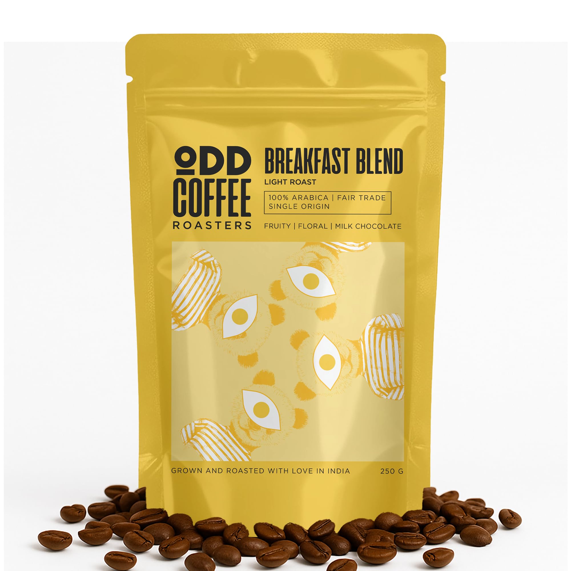ODD COFFEE ROASTERS Breakfast Blend 100% Arabica Roasted Coffee Beans 500 gms Light Roast | AAA Grade Specialty Bean | Fruity, Floral & Milk Chocol
