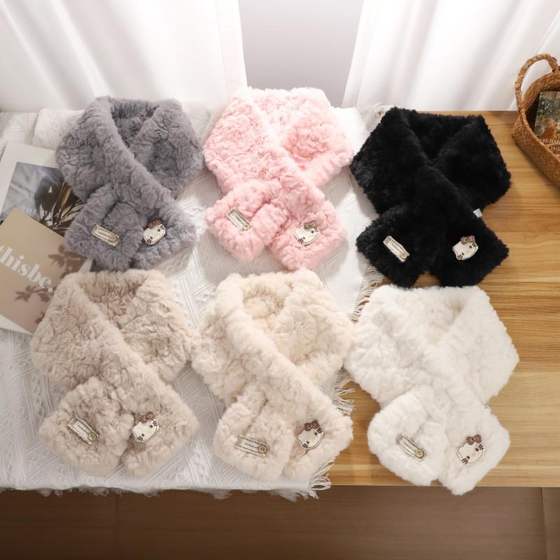 Womens Faux Rabbit Fur Scarf Cute Kitten Cross Thick Warm Neck Warmer Fashionable All-match
