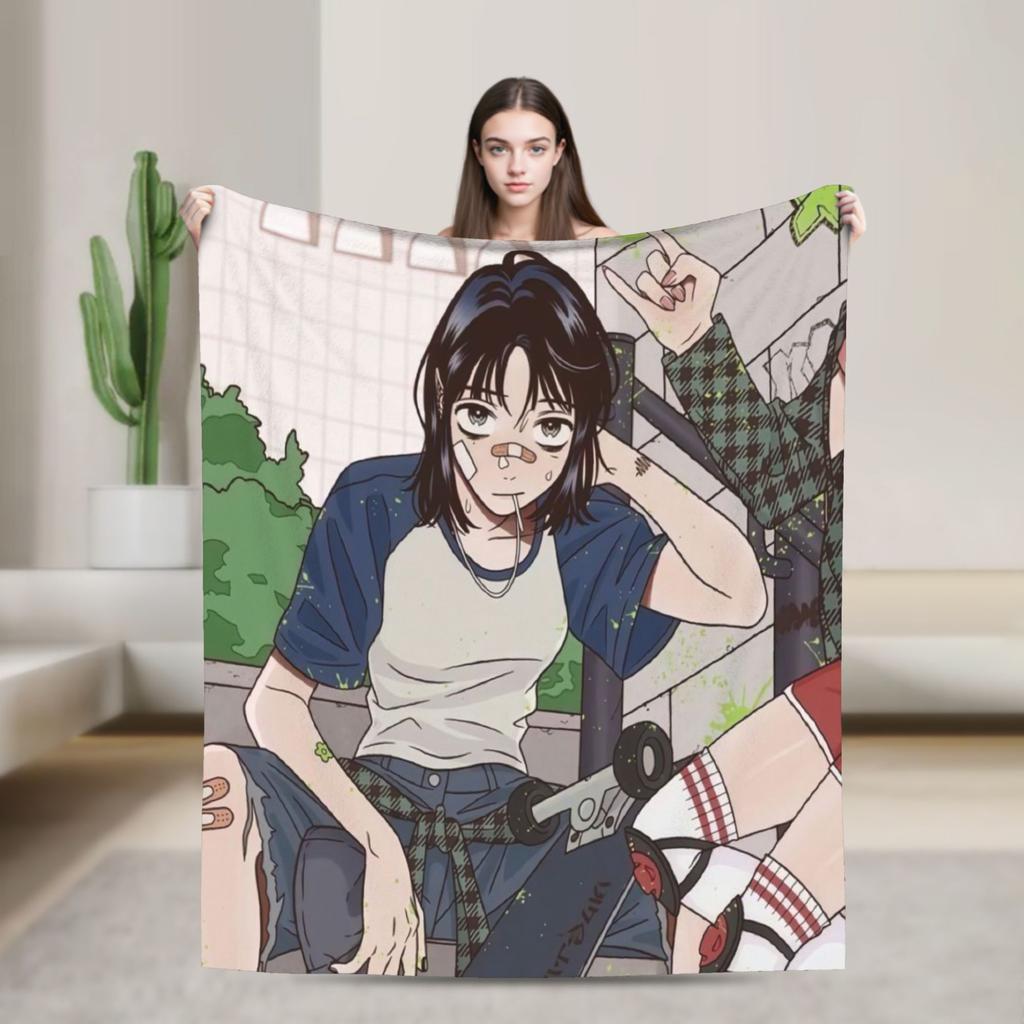 Mitsuki Koga Aya Green Yuri Blanket Quality Warm Soft Throw Blanket Winter Picnic Home Decor Pattern Bedspread