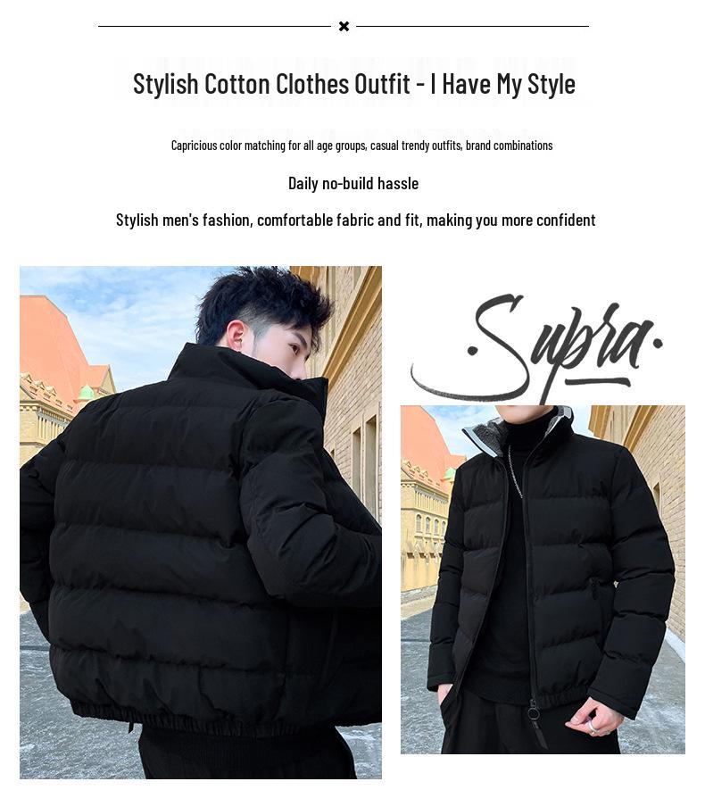2024 Men's High-Grade Cotton Padded Jacket - Autumn/Winter Korean Style, Handsome, Trendy, Thickened, Stand Collar, Casual, Versatile Outerwear